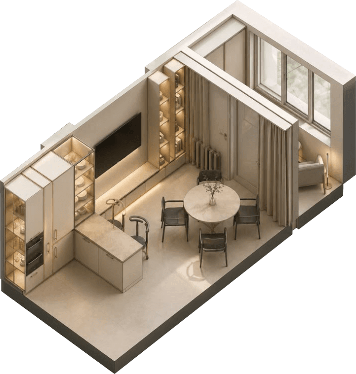 Изометрия смарт-квартиры 23 м²